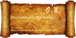 Oszlanszki Mariann névjegykártya